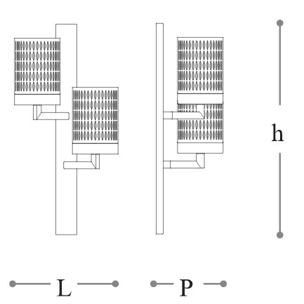 Dimensions of the Quarzo Incanto Italamp Wall Lamp